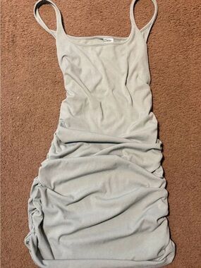 Ruched Midi Tank Dress in Light Sage